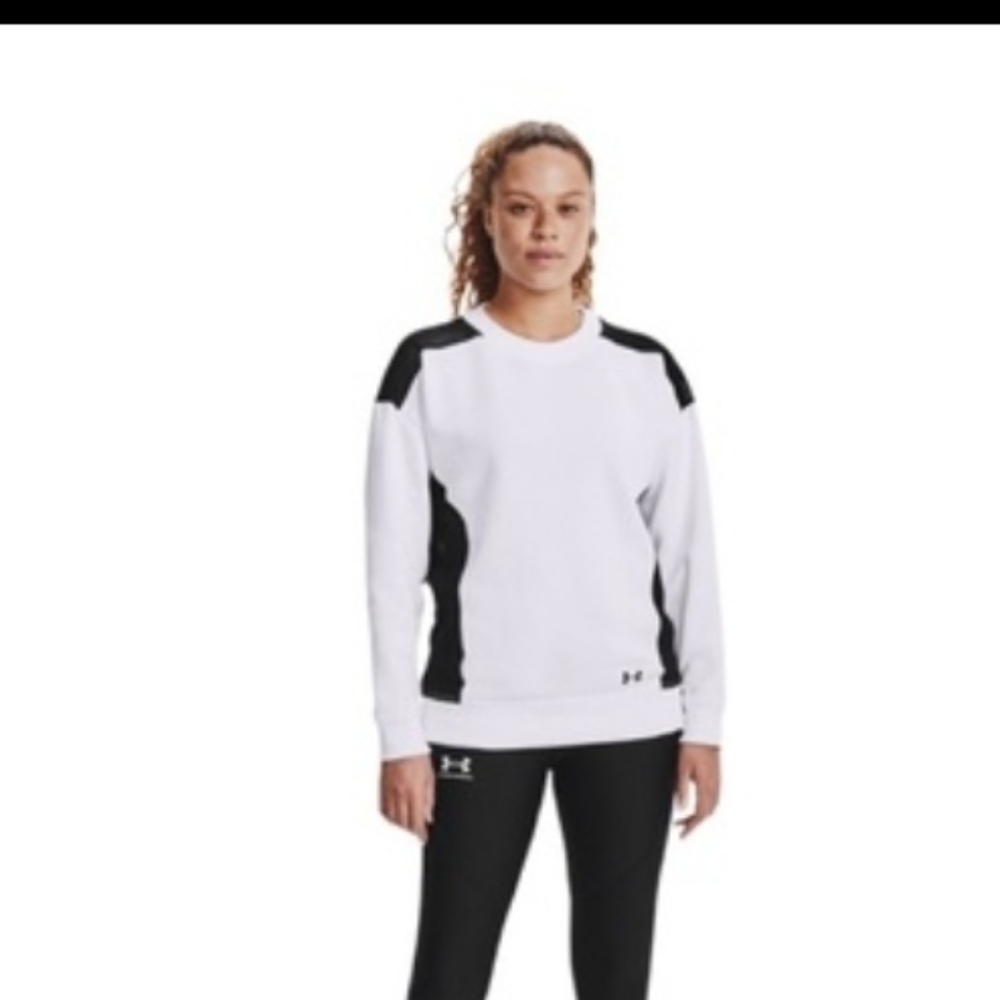 Under Armour white black‎ colorblock Volleyball oversized mesh sweatshirt size L